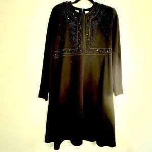 Liz Claiborne Elegant Black Embellished Dress, Sz M.